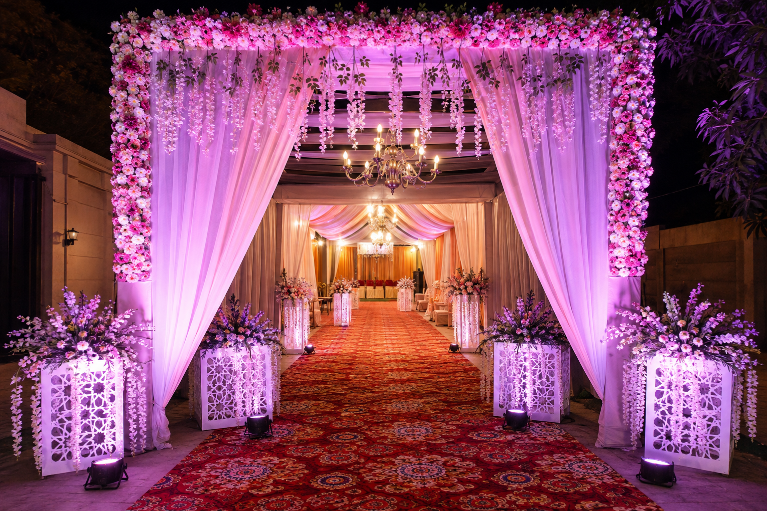 Grand Floral Entrance Walkway
