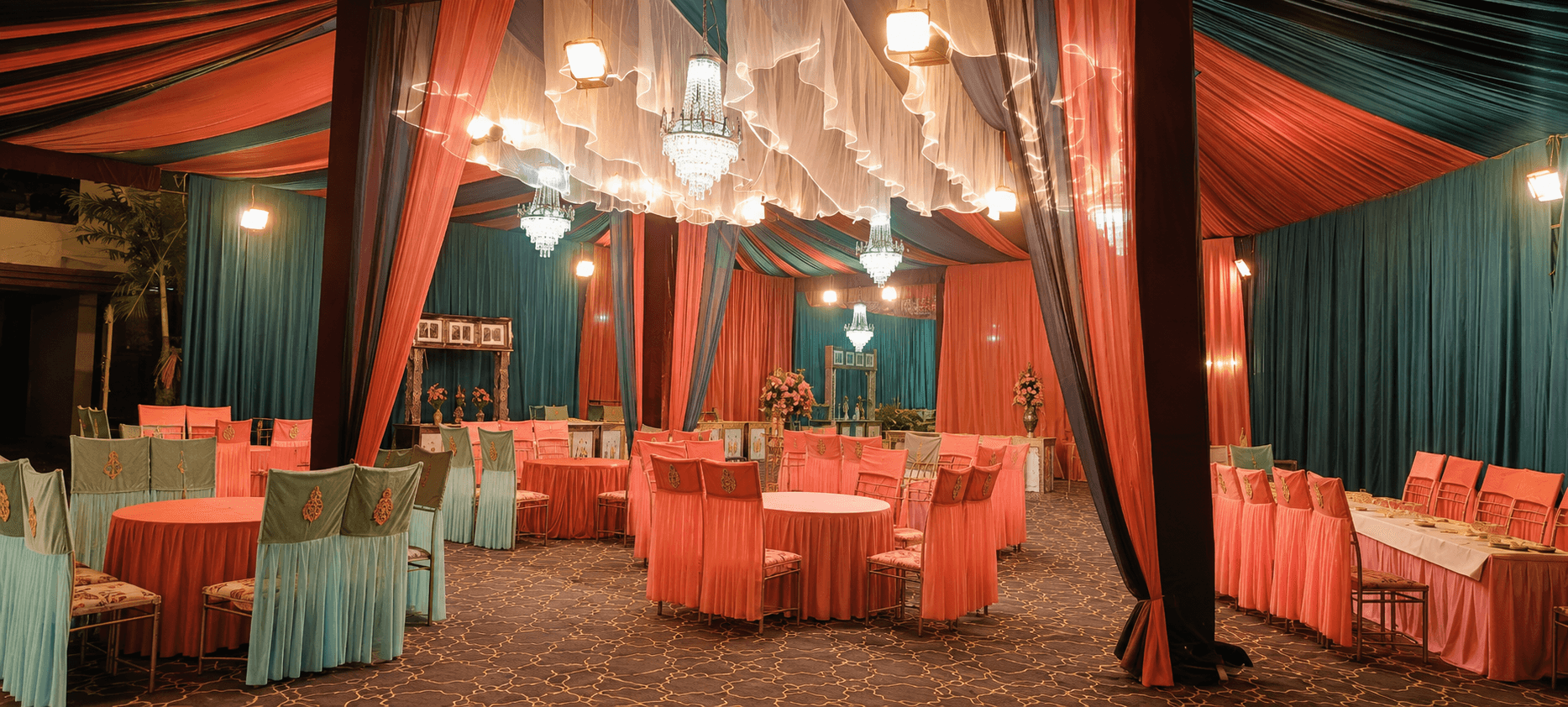 Velvet Draped Mandap with Rose Hangings